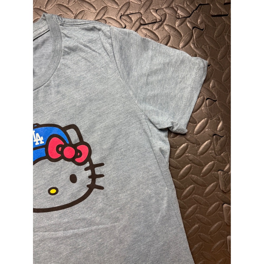 Hello Kitty LA Dodgers T-Shirt Gray Bella Canvas Sanrio MLB Baseball Tee XL - Picture 4 of 7